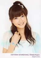 Berryz Kobo / Yurina Kumai / Bust Up / Costume Light Blue / White / Right Hand Hair / Teeth Showing / Neck Shadow / Background White / Shop Original