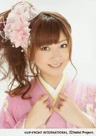 Berryz Kobo / Yurina Kumai / Face Up / Kimono Pink / Both Hands Collar / Neck Tilt / Background White / Official Official photo