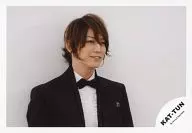 KAT TUN / Kazuya Kamenashi / Horizontal, Bust up, Costume Shirt, White, Jacket, Black, Bow Tie, Upper Right Eye, Background, Gray / Official Official photo