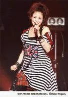 Berryz Kobo / Risako Sugaya / Live Photo / Above the Knee / Costume Black and White / Striped Pattern / Left Hand Microphone / Background Black / Official Official photo