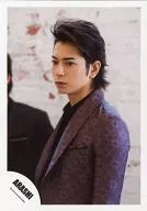 Arashi / Matsujun / Bust up / Costume purple / Shirt black / Left facing / Background white / Official Official photo