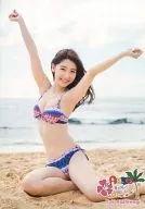 柏木由纪/全身泳装粉色蓝色坐起双手背景海/DVD