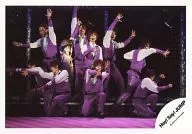 Hey! Say! JUMP / Assembly (9 persons) / Live Photo / Horizontal / Whole body / Costume white / Purple / Center thicket / Background black / Official Official photo