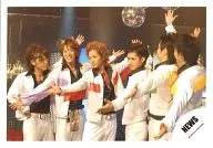 NEWS / Gather (6 people) / Horizontal, Knee-Up, Costume, White, Nishiki Toyama, Downward Match, Par, Both Hands Spread, Left Facing, Mirror Ball / Official Official photo