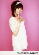 ° C-ute / Erika Umeda / Above the Knee / White Costume / Both Hands Chest / Pink Background / Smiling Face / 2L Size / Cutie Circuit 2007 Event Commemorative Photo 2L Set