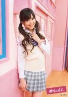 Sumire Sato / Above-the-knee, Costume White, Left Hand Breast, Background Pink / DVD "Weekly AKB48" Special bonus