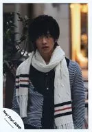 Hey! Say! JUMP / Yuri Chinen / Upper Body / Cardigan Striped Black and White / Muffler / Eye Left / Official Official photo