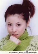 Aya Matsuura / Face Up / Costume Green / Right Hand Rock / Background White / Official Official photo