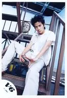 V6 / Junichi Okada / Whole Body, Costume Light Blue, Left Hand Par, Stairway, Background Light Blue / Official Official photo