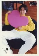 Arashi / Sho Sakurai / Whole body, sitting, costume yellow, heart cushion in both hands, Johnnys Jr Era / Official Official photo