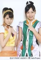 Berryz Kobo / Risako Sugaya / Maasa Sudo / Kneecap / Sugaya costume yellow. orange. Both hands chest / Sudo costume white. green / Left hand piece / Official Official photo