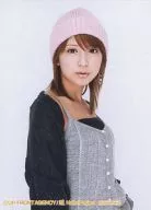 Morning Musume / Mari Yaguchi / Upper Body / Costume Black / Grey / Knit Cap Pink / Body Facing Right / Torayca Size / Official Official photo