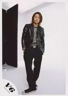 V6 / Takeshi Morita / Whole Body, Black Costume, Both Hand Pockets, Crossed Legs, White Background / Official Official photo