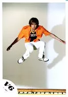 V6 / Ken Miyake / Whole body / Shirt orange / Jump / Background white / Official Official photo