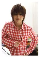 Hey! Say! JUMP / Ryosuke Yamada / Upper Body Check Shirt Red / White / Right Hand Tummy / Left Hand Hip / Official Official photo