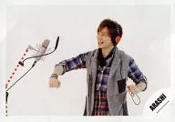 Arashi / Matsujun / Horizontal / Upper body / Plaid Shirt Blue / Best Gray / Headphones, Both Hands Rock / Official Official photo