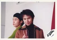 Kinki Kids / Go Domoto, Koichi Domoto / Horizontal, Bust Up, Go Costume Green, Koichi Costume Brown, Right Hand Piece, White Background / Official Official photo