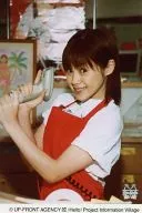 Aya Matsuura / Upper Body / Costume Aprons Red / White / Both Hands Barcode Reader / Background Room / Postcard Size / Alo-Hello