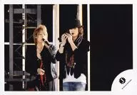 KAT-TUN / Tatsuya Ueda / Jin Akanishi / Live Photo / Horizontal Type / Above Knee / Jacket Black / Ueda Left Hand Microphone / Akanishi Hat / Both Hands Microphone / Official Official photo