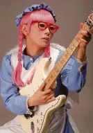 Kimeru / Upper Body / Costume White Aprons / Blue / Both Hands Guitar / Red Glasses / Background Grey / Character Actor Shot / Stage "~ Maria-san will die twice! Oriental Sunshine Express Homicide ~"