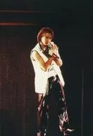 Kinki Kids / Koichi Domoto / Live Photo, Whole Body, Sleeveless Costume White, Right Hand Chest, Left Hand Microphone, Background Black, Frameless / Johnnys Family Club Official photo
