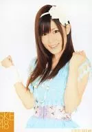 Aki Deguchi / Upper Body / Clothes Light Blue / Both Hands Goo / Smile / Background White / Official Official photo