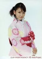 Berryz Kobo / Risako Sugaya / Above the Knee / Costume Kimono Pink / both hands overlap / Background White / Metallic / Official Official photo