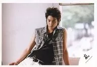 Arashi / Matsujun / Horizontal, Above-the-knee, Costume gray, White stripe pattern, Inner black, Background white, Window / Official Official photo