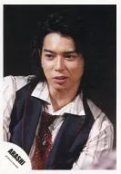 Arashi / Matsujun / Bust up / Shirt white / Vest black / Eye-Left / Background black / Official Official photo