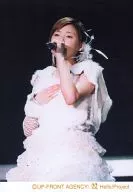 Hello! Project / Aya Matsuura / Live Photo / Above knee / White Costume / Left Hand Microphone / Right Hand Breast / Black Background / Official Official photo