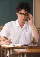 Teruma (Sadaharu INUI) / Upper body, Uniform white, left hand glasses, right hand pen, background room, Character Actor Shot / Musical 『 THE PRINCE OF TENNIS 』 2 nd Season Blue Studies vs. Saint Rudolph and Yamabuki