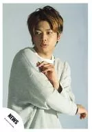 NEWS / Takahisa Masuda / Upper Body / Costume Grey / Both Hands Crossed / Background Grey / Eye Point Left / Official Official photo