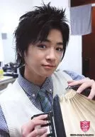 Hey! Say! JUMP / Yuri Chinen / Bust up / Costume blue white / Both hands accordion / Background white / No frame / Logo / Official Official photo