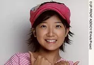 Berryz Kobo / Chinami Tokunaga / Horizontal, Face up, Costume Pink White, Stripe Pattern, Hat, Background White / Official Official photo