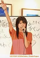 Berryz Kobo / Chinami Tokunaga / Shirt Orange, Upper Body, Microphone, Background White Board / Official Official photo