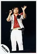 Kinki Kids / Takeshi Domoto / Live Photo / Costume White Red Black / Left Hand Par / Right Hand Microphone / Background Black / Official Official photo