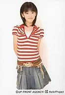 ° C-ute / Airi Suzuki / Above the Knees, Costume Red / White Stripes, Both Hands Behind, Background White / Official Official photo