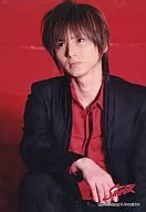 KinKi Kids / Domoto Koichi / Upper Body, Jacket Black, Shirt Red, Right Knee Stand, Background Red, No Frame / "Endless SHOCK 2010" Original Photo