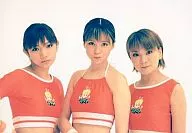 Morning Musume. / Yoshizawa / Goto / Hota / Horizontal / Upper body / Costume red / Center Yoshizawa / Background white / No frame / Official Official photo.