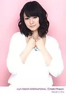 Berryz Kobo / Risako Sugaya / Upper body / Dress white / Both hands rock / Background pink / Shop original