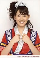 Berryz Kobo / Risako Sugaya / Bust Up / Costume Red Silver / Both Hands Breast / Background White / 2L Size / Official Official photo