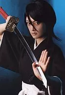 Miki Sato (Rukia Kutsuki) / Upper Body / Costume Black / Right Hand Sword / Background Blue / ROCK MUSICAL Bleach