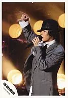 Jin Akanishi / Live Photo / Upper Body / Jacket Grey / Body Facing Left / Facing Left / Logo "JIN AKANISHI" / Official Official photo