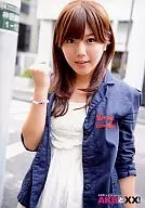 Miho Miyazaki / Upper body / Costume blue / white / right hand rock / AKB48 × ×!