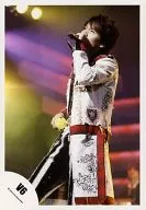 V6 / Hiroshi Nagano / Live Photo / Above the Knee / Costume White Red / Right Hand Ball / Left Hand Microphone / Background Red / Official Official photo