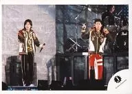 V6/岡田准一・三宅健/ライブフォト・横型・全身・衣装カーキ・黒ズボン・赤ズボン・マイク/公式生写真