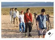 V6 / Group (6 people) / Horizontal, Whole body, Morita costume white, pants blue, Knitted hat red, camera, stepladder, Okada both hands pocket / Official Official photo