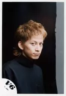 V6 / Junichi Okada / Bust up, Turtleneck Black, Body Facing Right, Background Black / Official Official photo