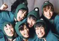 Gathering (6 people) / Horizontal, Bust up, Green Costume, Gray Background / Musical "Nintama Rantaro" Part 2 : "We are in the budget meeting!"