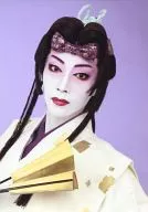 Tsubasa Makoto / Bust Up / Kimono Yellow / Folding Fan / Background purple / "Takarazuka Revue" Official Official photo